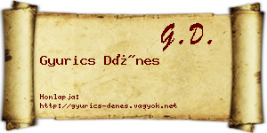 Gyurics Dénes névjegykártya
