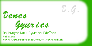 denes gyurics business card